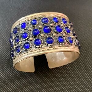 Blue stone silver cuff bracelet